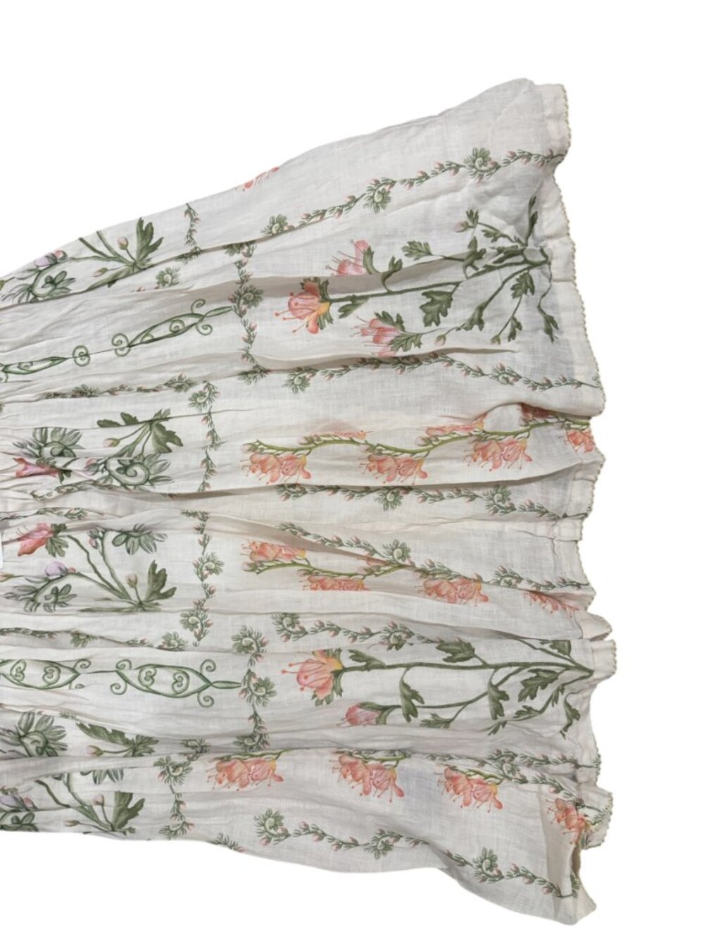 Agua Bendita Cream Floral Midi Dress with Pink & Green Botanicals - Picture 10 of 14